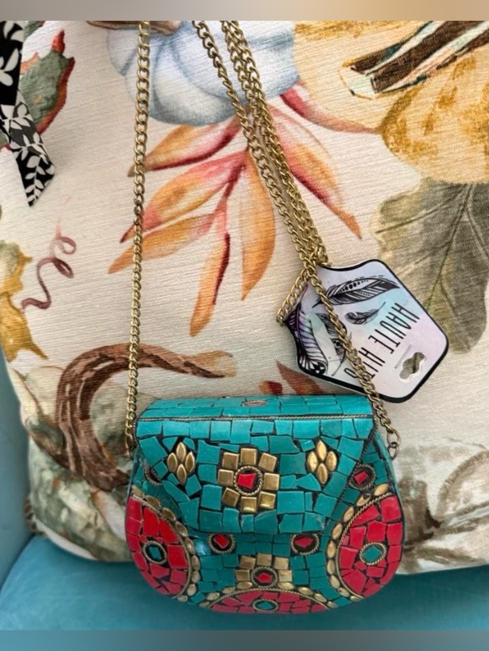 Turquoise Mosaic Crossbody Bag